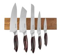 VEVOR Set Couteau Cuisine avec Porte-couteaux Magnétique, 6 PCS, Lame en Acier Inox à Haute Teneur et Manche Ergonomique en Bois de Finition Noyer, Bloc à Couteaux de Support Aimanté Puissant Mural