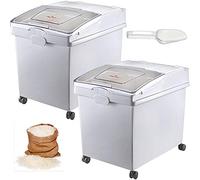 VEVOR Set de 3 Boîtes de Stockage de Céréales à Roulettes,Bac à Riz avec Couvercle Coulissant 25Lx3,Conteneur de Riz en Plastique pour la Conservation Alimentaire,Farine,Ingrédients