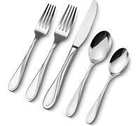 VEVOR Set de 45 couverts en acier inoxydable de qualité alimentaire, vaisselle pour la cuisine, service pour 8 personnes, y compris couteau fourchette cuillère