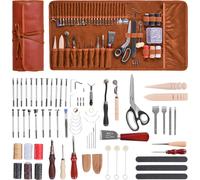 VEVOR Set de 72 outils d'artisanat du cuir avec sac de rangement portable en toile Outils graphiques Outils de poinçonnage