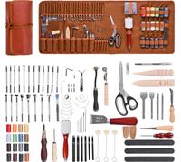 VEVOR Set de 92 outils d'artisanat du cuir avec sac de rangement portable en toile Outils graphiques Outils de poinçonnage