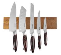 VEVOR Set Couteau Cuisine avec Porte-couteaux Magnétique, 6 PCS, Lame en Acier Inox à Haute Teneur et Manche Ergonomique en Bois de Finition Noyer, Bloc à Couteaux de Support Aimanté Puissant Mural