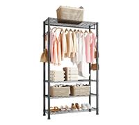Portant à Vêtements Avec 4 Etagères Réglables Capacité 227kg Avec 1 Tringle