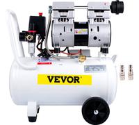 VEVOR Silent Compresseur silencieux 30L Compresseur d'air 1,1CV/850W Compresseur silencieux sans huile 115PSI CFM5,9 Volume silencieux ≤ 58dB Compresseur d'air 1440tr/min Blanc Idéal pour atelier pneu