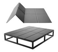 VEVOR Sommier à Lattes Pliable, 204x153 cm, Planche de Lit Bunkie sous Matelas, Sangles Auto-agrippantes, Âme en PP, Housse en Tissu Oxford 600D, Anti-affaissement pour Lits Superposés Queen Size