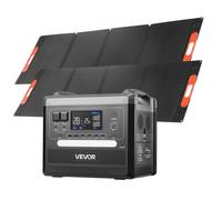 VEVOR Station Électrique Portable 2160 Wh Générateur Solaire Portable 2400 W 2 Panneaux Solaires Pliables 200 W pour Alimentation Camping Véhicules Loisirs, 10 Ports Sortie, Puissance Entrée Réglable