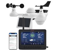 VEVOR Station météo sans fil 7 en 1 avec Wi-Fi, écran couleur TFT 7", capteur extérieur alimenté par l'énergie solaire, surveillance température, humidité, vitesse/direction du vent, précipitations
