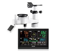 VEVOR Station Météo Sans Fil 7 en 1, Station Météo Solaire Intérieur Extérieur, avec Écran VA 190,5 mm, Capteur, Prévisions, Température, Humidité, Vitesse et Direction Vent, Précipitations, Sans Wifi