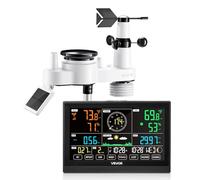 VEVOR Station Météo Sans Fil 7 en 1, Station Météo Solaire Intérieur Extérieur, avec Écran VA 190,5 mm, Capteur, Prévisions, Température, Humidité, Vitesse et Direction Vent, Précipitations, Sans Wifi