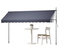 VEVOR Store Banne Manuel sans Perçage Auvent Rétractable 400 cm pour Terrasse et Balcon, avec Manivelle, Hauteur Réglable 210-310 cm, Barres Latérales Réglables 110-150 cm, Angle 0°-90°, Gris Foncé