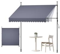 VEVOR Store Banne Manuel sans Perçage Auvent Rétractable 250 cm pour Terrasse et Balcon, avec Manivelle, Hauteur Réglable 210-310 cm, Barres Latérales Réglables 110-150 cm, Angle 0°-90°, Gris Foncé