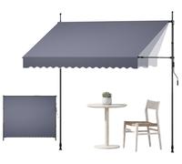 VEVOR, store à enroulement manuel de 300 cm, store de terrasse réglable en hauteur, protection solaire UPF 80+, store de soleil, store pour balcon, idéal pour terrasse, balcon et jardin, couleur gris