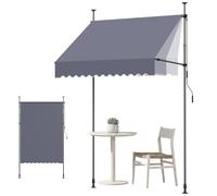 VEVOR Store Banne Manuel sans Perçage Auvent Rétractable 150 cm pour Terrasse et Balcon, avec Manivelle, Hauteur Réglable 210-310 cm, Barres Latérales Réglables 110-150 cm, Angle 0°-90°, Gris Foncé