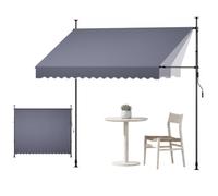 VEVOR Store Banne Manuel sans Perçage Auvent Rétractable 300 cm pour Terrasse et Balcon, avec Manivelle, Hauteur Réglable 210-310 cm, Barres Latérales Réglables 110-150 cm, Angle 0°-90°, Gris Foncé