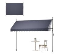 VEVOR Store Banne Manuel sans Perçage Auvent Rétractable 350 cm pour Terrasse et Balcon, avec Manivelle, Hauteur Réglable 210-310 cm, Barres Latérales Réglables 110-150 cm, Angle 0°-90°, Gris Foncé