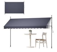 VEVOR Store Banne Manuel sans Perçage Auvent Rétractable 400 cm pour Terrasse et Balcon, avec Manivelle, Hauteur Réglable 210-310 cm, Barres Latérales Réglables 110-150 cm, Angle 0°-90°, Gris Foncé