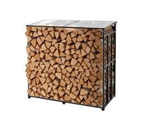 VEVOR Support à bois de chauffage avec toit incliné, range-bûches extérieur métal, 143 x 70 x 143 cm, capacité charge maximale 299,4 kg, abri de rangement thermolaqué, pour terrasse, cheminée, jardin