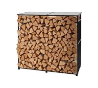 VEVOR Support à bois de chauffage métal avec toit incliné 185×70×180 cm 299,4 kg thermolaqué