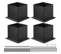 VEVOR Support de Poteau Bois de 89x89 mm, Base de Poteau, Lot de 4, Taille Interne 92x92 mm, en Acier au Carbone Robuste, Ancrage de Poteaux Stable pour Support Garde-corps Terrasse, Pavillon, Noir