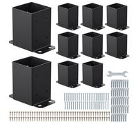 VEVOR Support de Poteau Bois, Lot de 10, Base de Poteau, Taille Interne 91,44 x 91,44 mm, en Acier au Carbone Robuste, Ancrage de Poteaux Stable pour Support de Garde-corps Terrasse, Pavillon, Noir