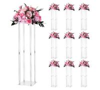 VEVOR Support Fleur Mariage Colonne Lot de 10 Support Fleur Centre de Table Mariage Acrylique 80 cm Présentoir Floral pour Fêtes, Anniversaires, Déco Intérieure, Pieds Cylindre Panneaux Transparents