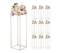 VEVOR Support Fleur Mariage Colonne Lot de 10 Support Fleur Centre Table Mariage 80 cm Présentoir Floral Rectangulaire pour Fêtes, Anniversaires, Décoration Intérieure, avec Panneau Métallique, Doré