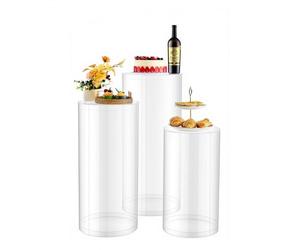 VEVOR Support Fleur Mariage Cylindrique Lot de 3 Support Cylindre Anniversaire 60/75/90 cm Présentoir Fleurs Mariage pour Mariages Fêtes Anniversaires Déco Artistique, Charge 15 kg Couvercle Acrylique