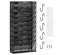 VEVOR Support mural de fichiers à 10 étages en maille monobloc, porte-documents pour magazines, courrier, papier, organisateur mural en métal avec étiquette nominative, pour bureau, maison et école