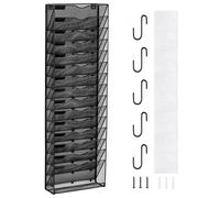 VEVOR Support mural de fichiers à 16 étages, porte-documents en maille monobloc pour magazines, courrier, papier, organisateur mural en métal avec étiquette nominative, pour bureau, maison et école