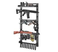 VEVOR Support Mural pour Armes en Acier, Porte Fusils Capacité 5 Fusils, pour Rangement Carabines Pistolets Maison Bureau Magasin, Râtelier d'Armes Horizonal avec Porte-chargeurs et Panneau MOLLE