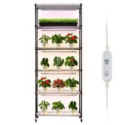VEVOR Support Plantes Intérieur avec Lampe de Croissance, Étagère Plantes 6 Niveaux, 180 cm, 150 W, avec Roulettes, Minuterie 4/9/14 h, 3 Modes Couleur Éclairage, Meuble Présentoir pour Pots de Fleurs