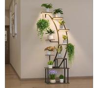 VEVOR Support Plantes Intérieur avec Lampe de Croissance, Étagère Porte Plantes 9 Niveaux Métal, 160 cm, 3 Réglages Minuterie, 10 Niveaux Luminosité, Meuble Présentoir Fleurs Incurvé pour Déco Salon