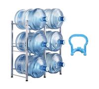 VEVOR Support pour pichets d'eau à 3 niveaux, support pour bouteilles d'eau de 5 gallons, étagère à deux rangées de bouteilles d'eau pour 6 bouteilles, étagère robuste pour pichets d'eau pour la cuisi