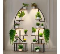 VEVOR Support pour plantes avec lampes de croissance, pack de 2, support pour fleurs à 7 niveaux, escalier pour fleurs, escalier pour plantes, 3 minuteries & 10 niveaux de luminosité, étagère pour fle