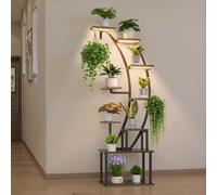 VEVOR Support pour plantes avec lumière de croissance, escalier pour fleurs avec 9 niveaux, support pour fleurs en métal, 3 minuteries & 10 niveaux de luminosité, étagère pour fleurs pour décorer le s