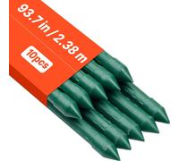 VEVOR Support pour plantes grimpantes, paquet de 10, tuteur de plantation ⌀20x2380 mm, tuteur métallique plastifié pour tomates, support de plantation avec extrémité pointue & picots antidérapants pou