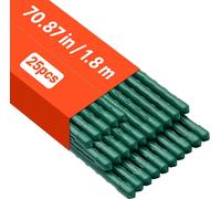 VEVOR Support pour plantes grimpantes, paquet de 25, tuteur ⌀11x1800 mm, tuteur métallique plastifié pour tomates, support pour plantes avec extrémité pointue & picots antidérapants pour la culture de