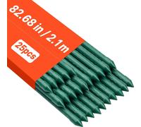 VEVOR Support pour plantes grimpantes, paquet de 25, tuteur ⌀11x2100 mm, tuteur métallique plastifié pour tomates, support pour plantes avec extrémité pointue & picots antidérapants pour la culture de