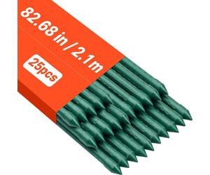 VEVOR Support pour plantes grimpantes, paquet de 25, tuteur ⌀11x2100 mm, tuteur métallique plastifié pour tomates, support pour plantes avec extrémité pointue & picots antidérapants pour la culture de