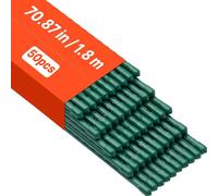 VEVOR Support pour plantes grimpantes, paquet de 50, tuteur ⌀11x1800 mm, tuteur métallique plastifié pour tomates, support pour plantes avec extrémité pointue & picots antidérapants pour la culture de
