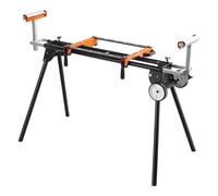 VEVOR Support pour Scie à Onglet Universel Capacité de Charge 249,5 kg, Piètement pour Scie Pliable en Acier, Hauteur et Longueur Réglables, avec Pince de Supports de Montage Monobloc, Portable