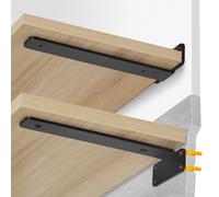 VEVOR Équerre d'étagère, 210 x 100 x 45 mm, supports d'étagères flottants robustes, 6 pièces, supports pour étagères en L noir mat de 5 mm d'épaisseur, en acier avec une capacité de charge de 72,6 kg
