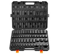 VEVOR Coffret Douilles à Chocs 3/8" et 1/2" SAE (5/16"-1-1/4") Métrique 6-32 mm, Kit pour liquet 59PCs, en Acier Cr-Mo, 6 Pans, Étiquettes Transparentes, pour la Réparation Automobile, Atelier