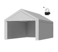 VEVOR Toile Rechange Carport, 6,09x3,65 m, Bâche Toit Abri Voiture, Couverture Tente Garage Portable, Résistante UV Imperméable, avec Parois Latérales, Cordons Élastiques Bille, Gris, Cadre Non Inclus