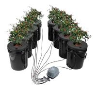 VEVOR Système de Culture Hydroponique DWC, Kit de Culture en Eau Profonde 20 L 8 Seaux, avec Pompe à Air, Pierres à Air, Dispositif de Niveau d'eau, Système Hydroponique DWC pour Légumes à Feuilles