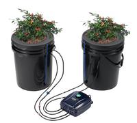 VEVOR Système de Culture Hydroponique DWC, Kit Goutte à Goutte Supérieur, Culture en Eau Profonde 20 L 2 Seaux, avec Pompe à Air, Pierres à Air, Dispositif de Niveau d'Eau, pour Légumes à Feuilles