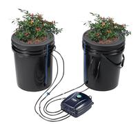 VEVOR Système de Culture Hydroponique DWC, Kit Goutte à Goutte Supérieur, Culture en Eau Profonde 20 L 2 Seaux, avec Pompe à Air, Pierres à Air, Dispositif de Niveau d'Eau, pour Légumes à Feuilles