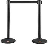 VEVOR Système de guidage de personnes Ruban de délimitation Poteau de délimitation en 2 parties, 2 m x 48 mm Ceinture noire rétractable, PVC Système de guidage de personnes Poteau de délimitation Conv