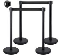 VEVOR Système de guidage des personnes 4 poteaux, hauteur totale 90 cm Barrière VIP avec adaptateur à quatre voies, poteaux de délimitation, poteaux de barrage avec ceinture de 2 m de long pour aéropo