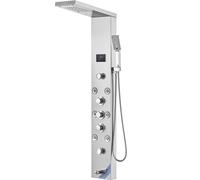 VEVOR Système de Panneau de Douche avec 6 Modes, Tour de Panneau de Douche Hydroélectrique LED Écran, Pluie, Cascade, 8 Jets de Massage, Bec de Baignoire et Pomme de Douche avec Tuyau, Salle de Bain